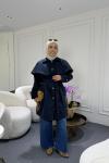 Seyyar Pelerinli Trençkot Lacivert